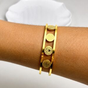 Bracelete Feminina São Bento Luxo em Aço PVD com Banho a Ouro 18K