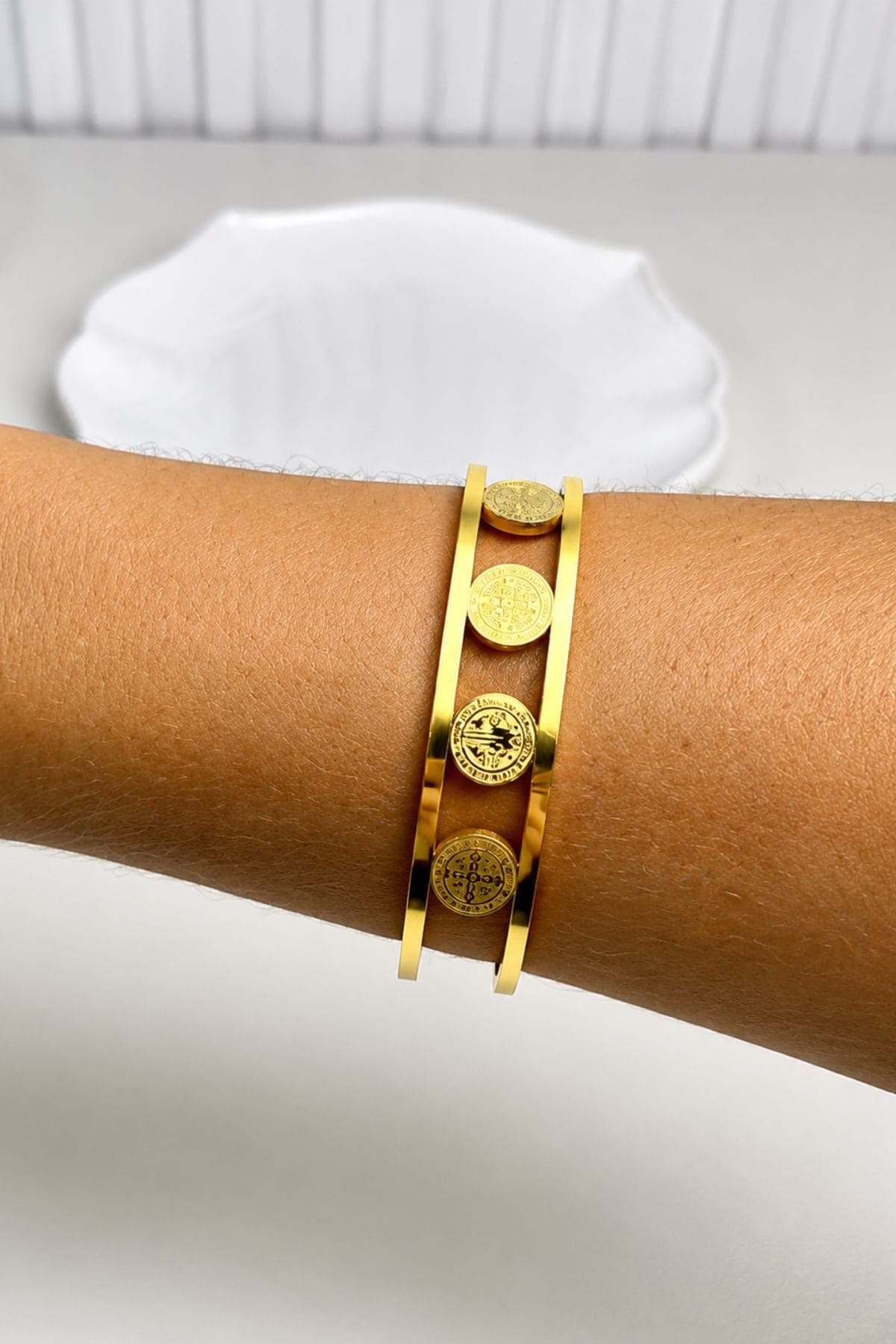 Bracelete Feminina São Bento Luxo em Aço PVD com Banho a Ouro 18K