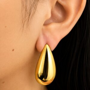 Brinco Gota Bold em Aço PVD com Banho a Ouro 18K