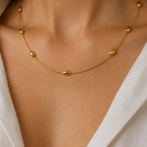 Colar Feminino Riviera Oval em Aço PVD com banho a Ouro 18K