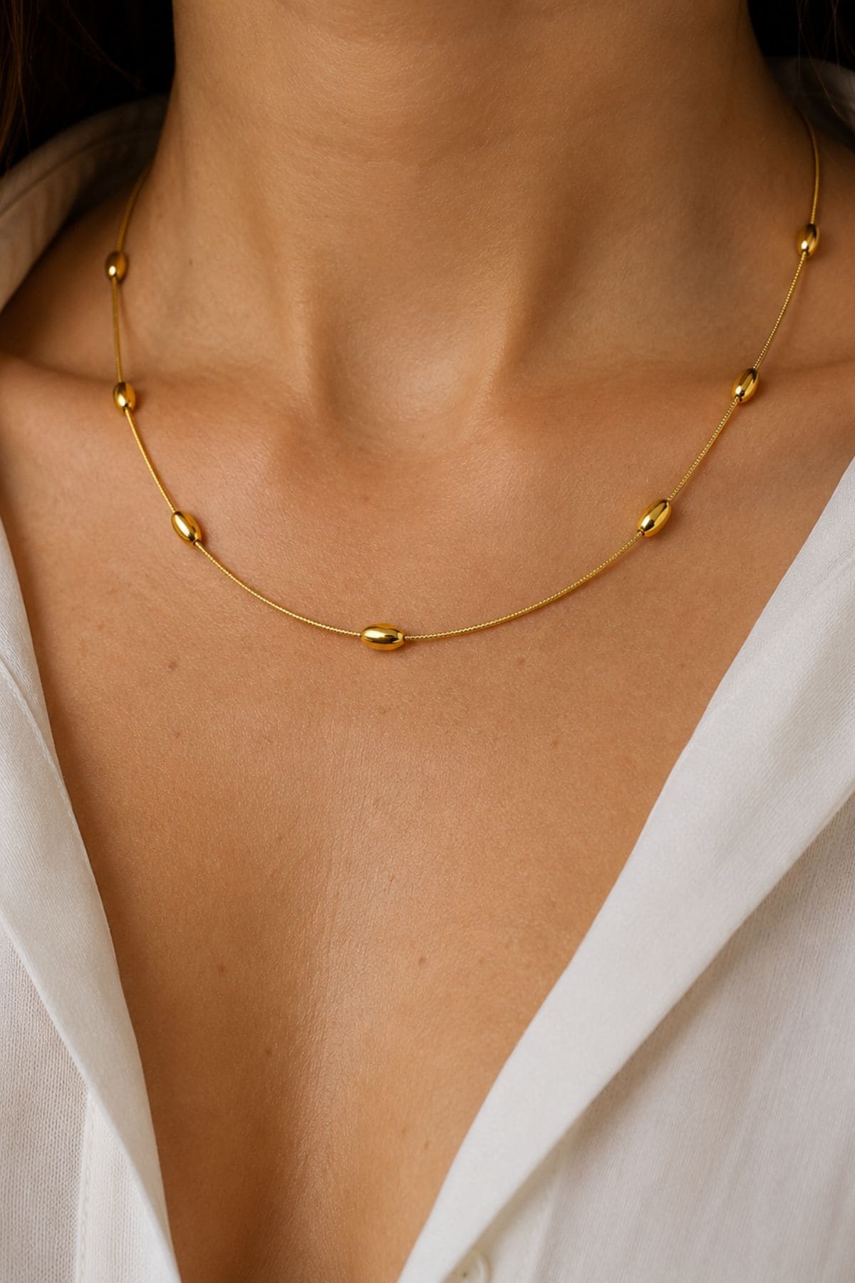 Colar Feminino Riviera Oval em Aço PVD com banho a Ouro 18K